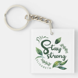 Personalized Inspirational Quote with Green Leaves Schlüsselanhänger