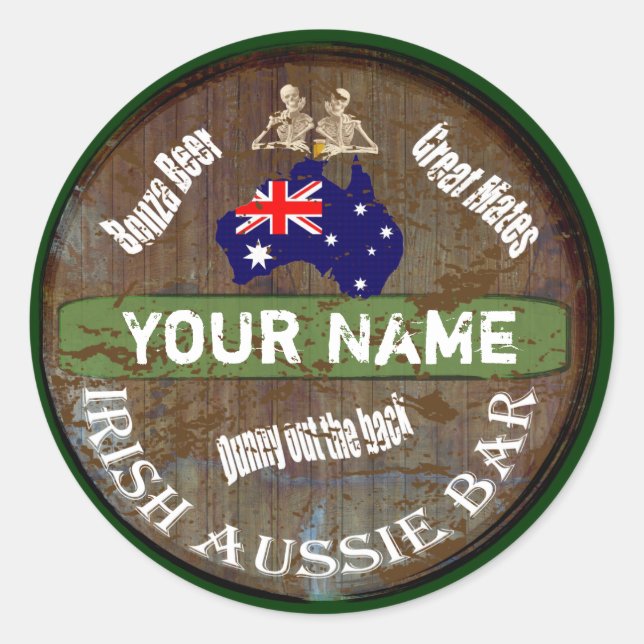 Personalized Irish Australian pub sign Runder Aufkleber (Vorderseite)