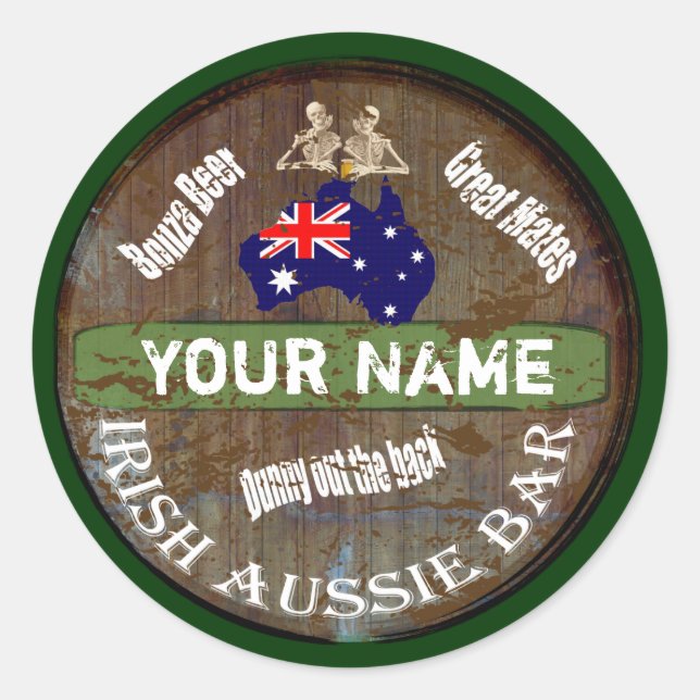 Personalized Irish Australian pub sign Runder Aufkleber (Vorderseite)