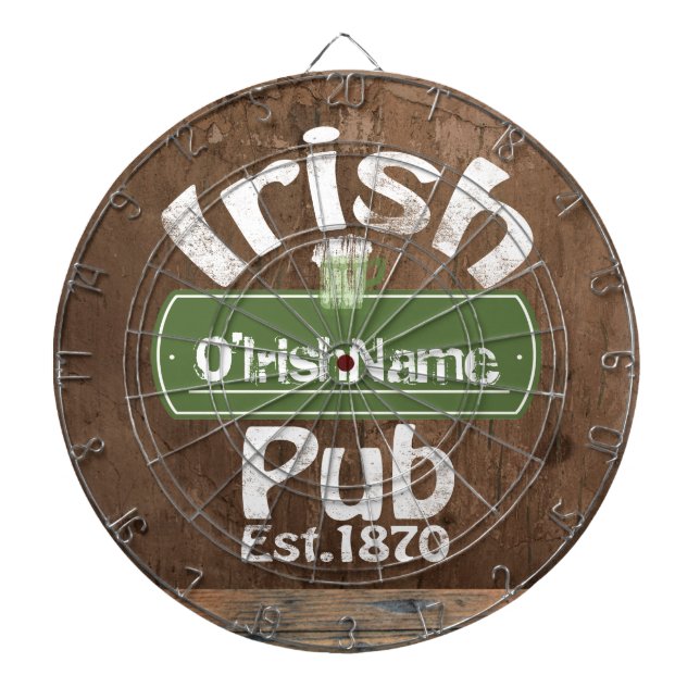 Personalized Irish Pub Old Keg Effect Sign Dartscheibe (vorne)