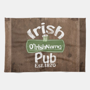 Personalized Irish Pub Old Keg Effect Sign Geschirrtuch