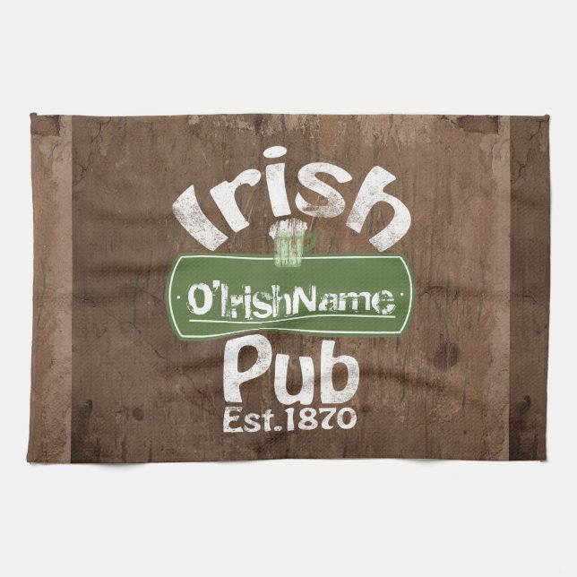 Personalized Irish Pub Old Keg Effect Sign Geschirrtuch (Horizontal)