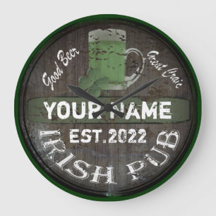 Personalized Irish pub sign Large Clock Große Wanduhr