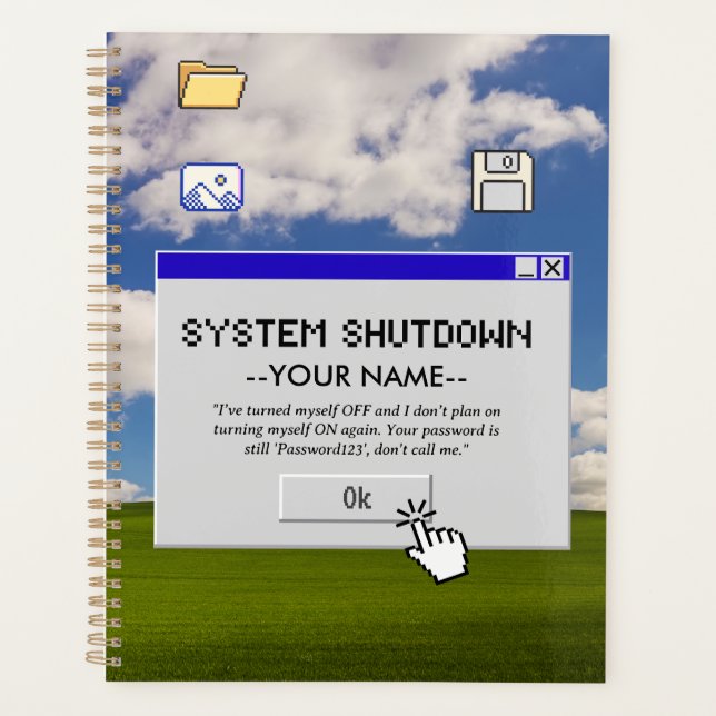 Personalized IT Retirement System Shutdown Retro Planer (Vorderseite)