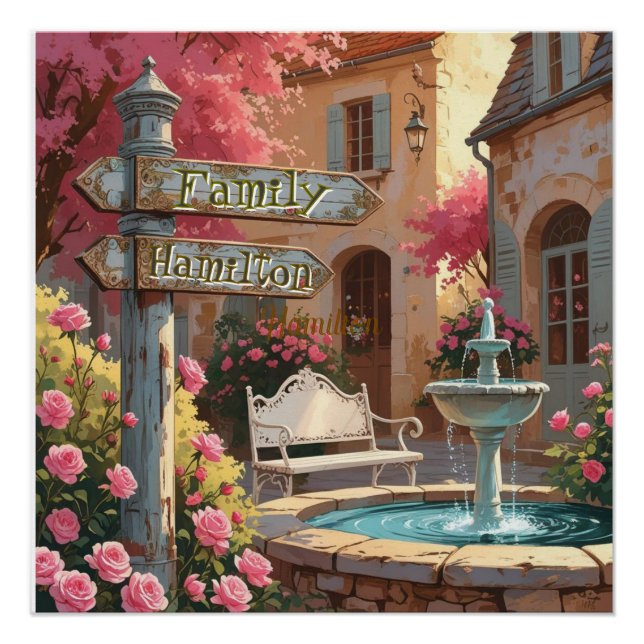 Personalized Italian Villa Signpost – Rustic Wall  Poster (Vorderseite)