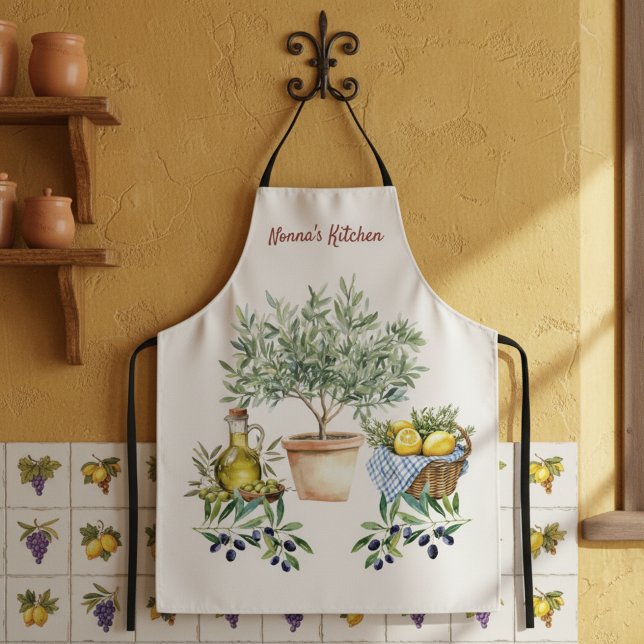 Personalized Italian Watercolor Cooking  Schürze (Von Creator hochgeladen)