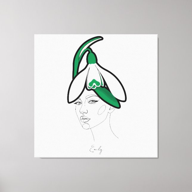 Personalized January Birth Flower Portrait Leinwanddruck (Vorderseite)