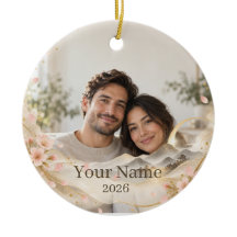 Personalized Japandi Sakura Photo Ornament
