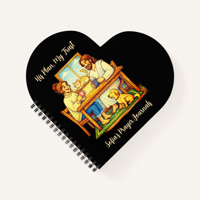 Personalized Jesus & Coffee Heart Journal Notizbuch (Vorderseite)