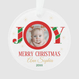 Personalized Joy Christmas Photo Ornament
