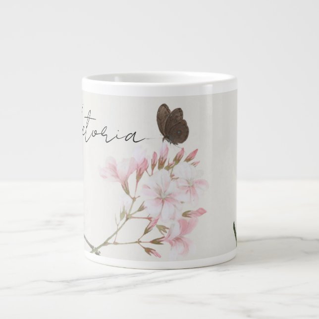 Personalized Ju Lian Design Floral Butterfly Mug Jumbo-Tasse (Vorderseite)