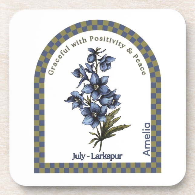 Personalized July Birth Month Flower Coaster Getränkeuntersetzer (Vorderseite)