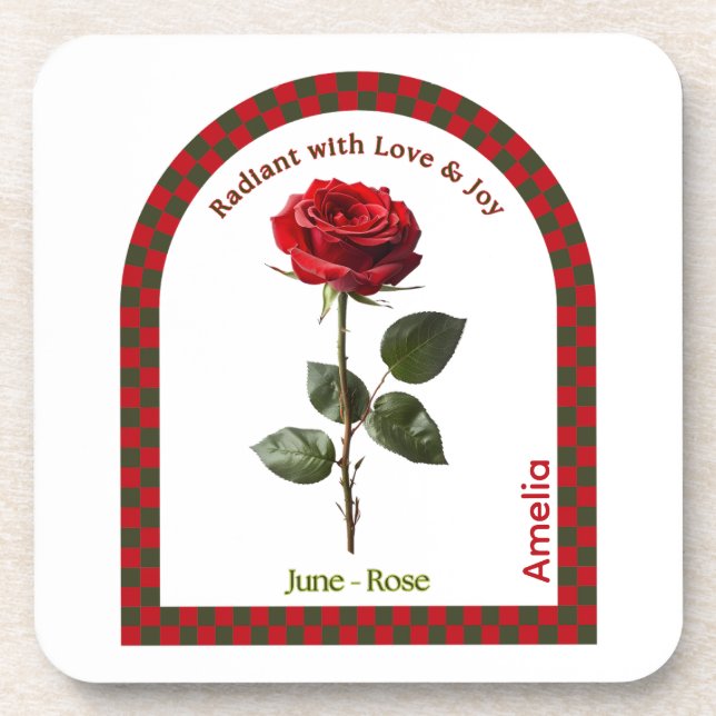Personalized June Birth Month Flower Coaster Getränkeuntersetzer (Vorderseite)