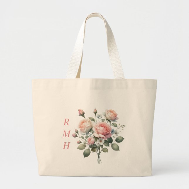 Personalized June Rose Tote Bag Jumbo Stoffbeutel (Vorne)