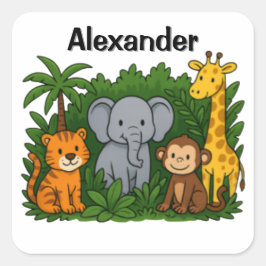 Personalized Jungle Animal Stickers  For kids