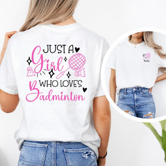 Personalized Just A Girl Who Loves Badminton Pink Tri-Blend Shirt