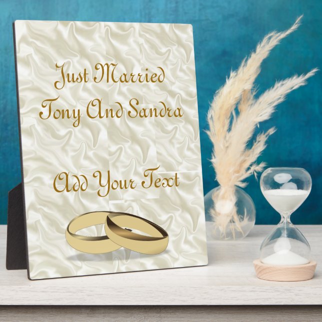 Personalized Just Married Wedding Table Plaque Fotoplatte (Seite)