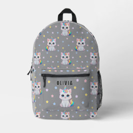 Personalized Kawaii Caticorn name printed backpack Bedruckter Rucksack