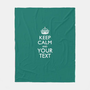 Personalized Keep Calm And Your Text Aqua Fleecedecke