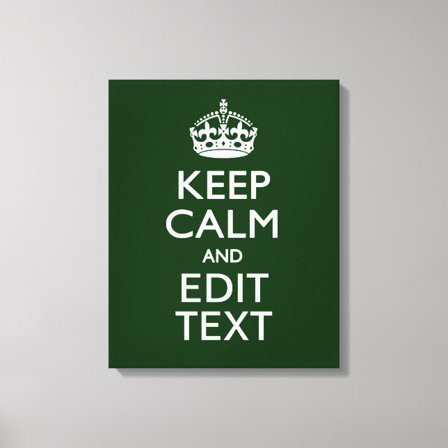 Personalized Keep Calm And Your Text Green Decor Leinwanddruck (Vorderseite)