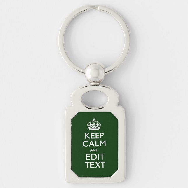 Personalized Keep Calm And Your Text Green Decor Schlüsselanhänger (Vorderseite)