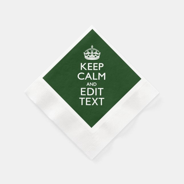 Personalized Keep Calm And Your Text Green Decor Serviette (Ecke)