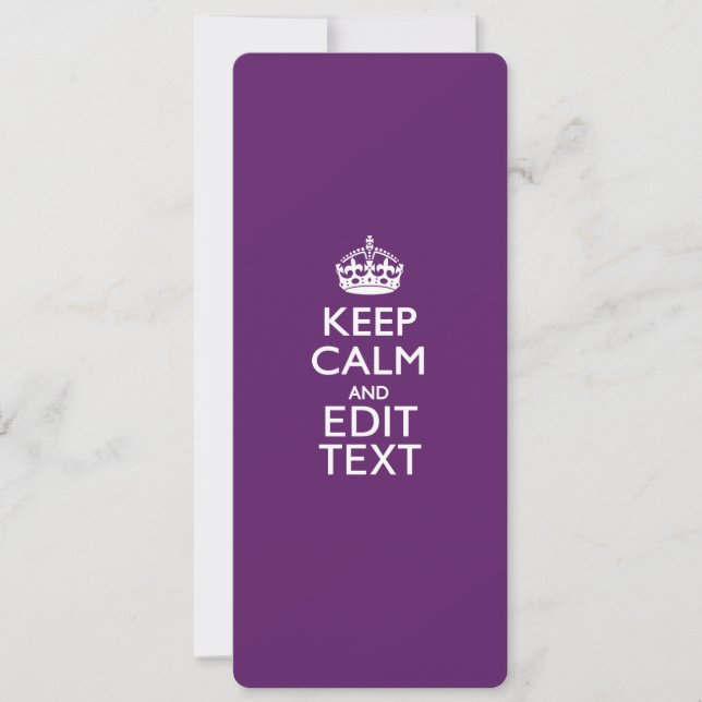 Personalized KEEP CALM AND Your Text on Purple (Vorderseite)