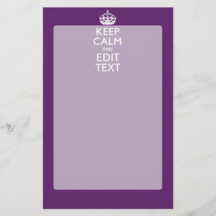 Personalized KEEP CALM AND Your Text on Purple Briefpapier
