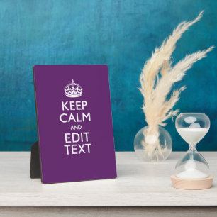 Personalized KEEP CALM AND Your Text on Purple Fotoplatte