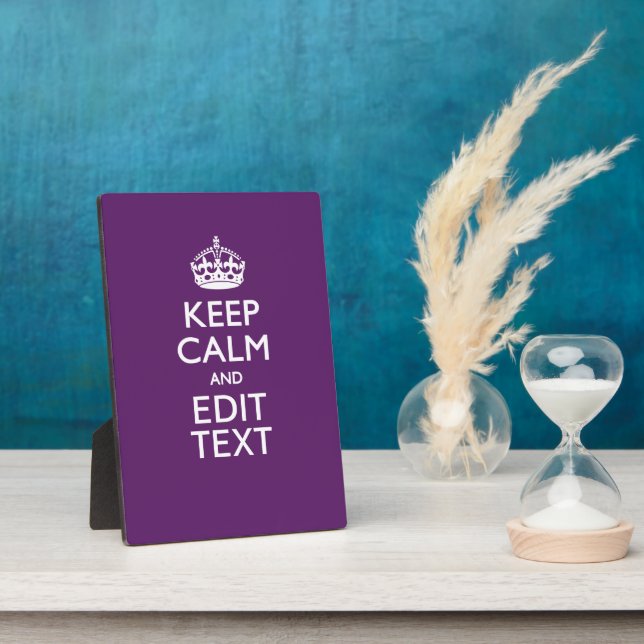 Personalized KEEP CALM AND Your Text on Purple Fotoplatte (Seite)