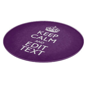Personalized KEEP CALM AND Your Text on Purple Schneidebrett