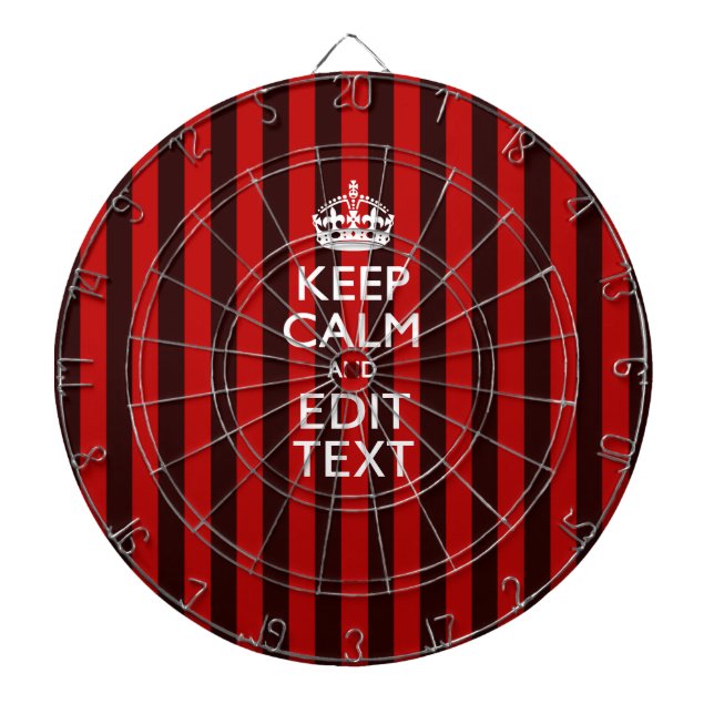 Personalized Keep Calm Your Text on Red Stripes Dartscheibe (vorne)