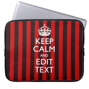 Personalized Keep Calm Your Text on Red Stripes Laptopschutzhülle