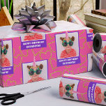 Personalized Kid Photo Happy Birthday Unicorn Geschenkpapier<br><div class="desc">Wrap your gifts in a festive custom pink wrapping paper that features a fun display of photos with purple and pink unicorn horns. In the background there is a pattern of pretty gold glitter hearts. Personalize this bright design with a photo of your little birthday boy or girl. Add a...</div>