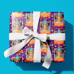 Personalized Kid Photo Happy Birthday w/ Blue Hat Geschenkpapier<br><div class="desc">Wrap your gifts in a festive custom purple wrapping paper that features a fun display of orange and yellow stars and circles. Personalize this bright design with a photo of your little birthday boy or girl, complete with a cheerful blue birthday hat. Add a special touch with a personalized greeting,...</div>