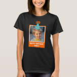 Personalized Kid Photo Happy Birthday w/ Blue Hat T-Shirt<br><div class="desc">Celebrate your little one's birthday with a festive custom photograph t-shirt. Personalize the bright orange design with a photo of your little birthday boy or girl, complete with a cheerful blue birthday hat. Add a special touch with a personalized greeting, such as "Happy Birthday, [child's name]!." This whimsical shirt is...</div>