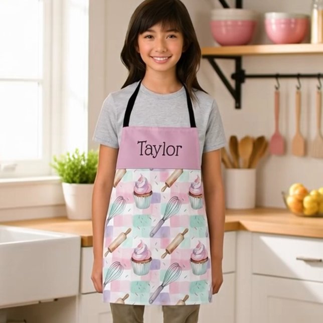Personalized Kids Apron Pastel Baking Crew Mom Me Schürze (Von Creator hochgeladen)