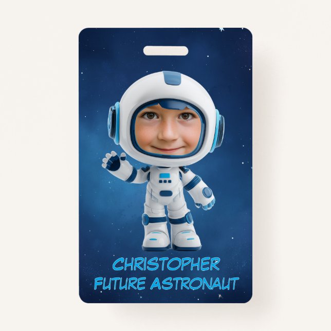Personalized Kids Astronaut Emergency Contact Ausweis (Vorderseite)
