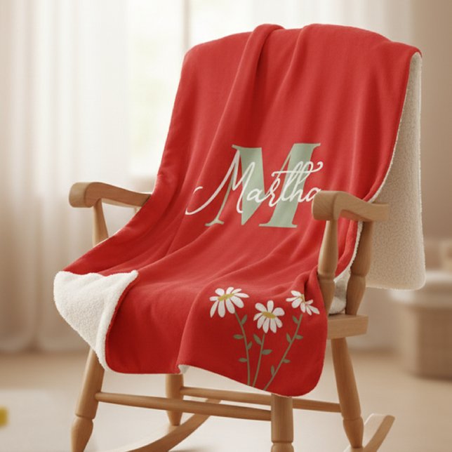 Personalized Kids' Blanket with  Initial and Daisi Sherpadecke (Von Creator hochgeladen)
