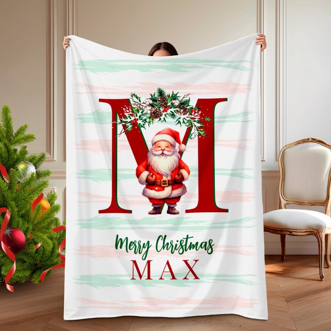 Personalized Kids Christmas Blanket with Santa Fleecedecke (Personalized Kids Christmas Blanket with Santa)