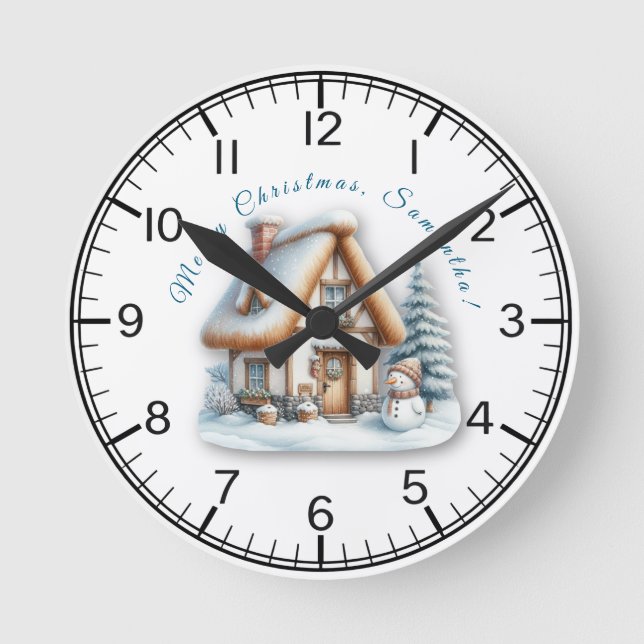Personalized Kids Christmas Wall Clock Runde Wanduhr (Vorderseite)