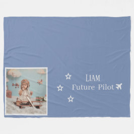 Personalized Kids Future Pilot with Photo & Name Fleecedecke