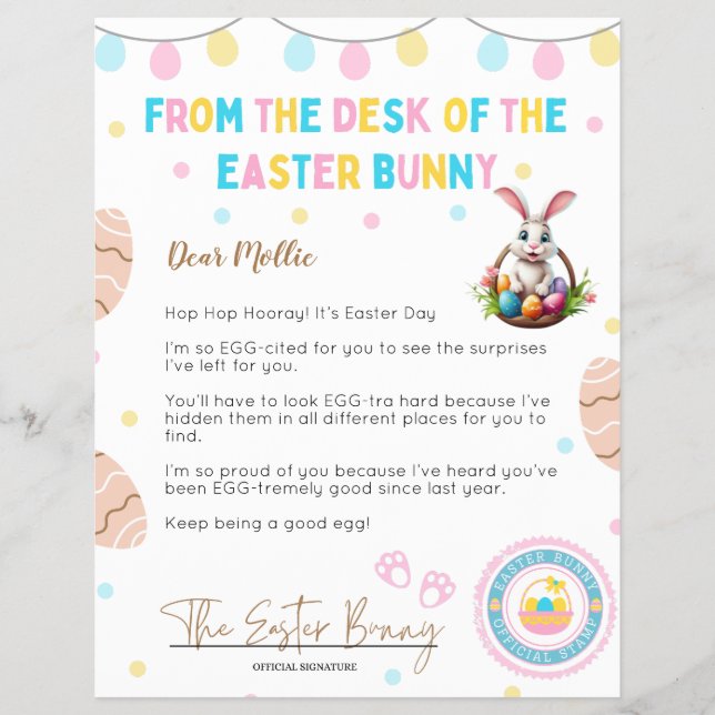Personalized Kids Letter from Easter Bunny Flyer (Vorne)