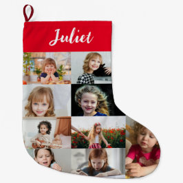 Personalized Kids Name & Photo Collage Großer Weihnachtsstrumpf