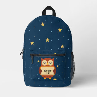 Personalized Kids Owl Backpack – Starry Night Name Bedruckter Rucksack