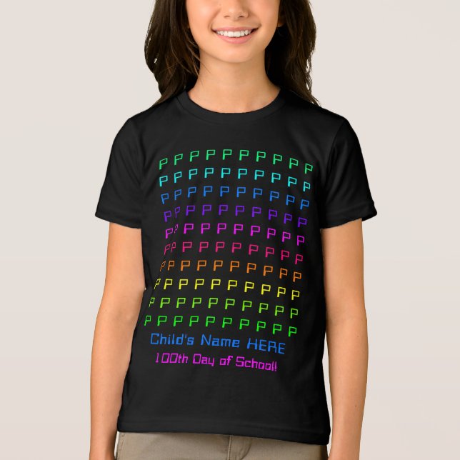 Personalized Kids Rainbow, Fun 100th Day of School Tri-Blend Shirt (Vorderseite)