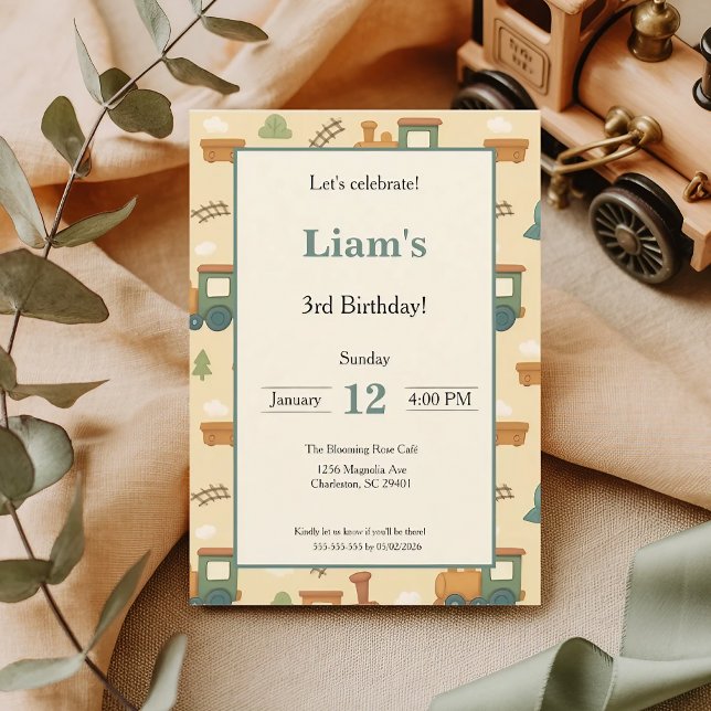 Personalized Kids Train Birthday Party Einladung (Von Creator hochgeladen)