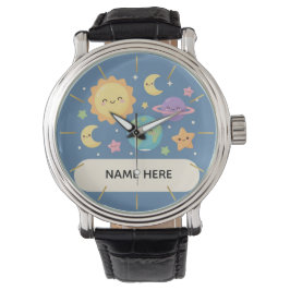 Personalized Kids Watch with Name Cute Space Theme Armbanduhr