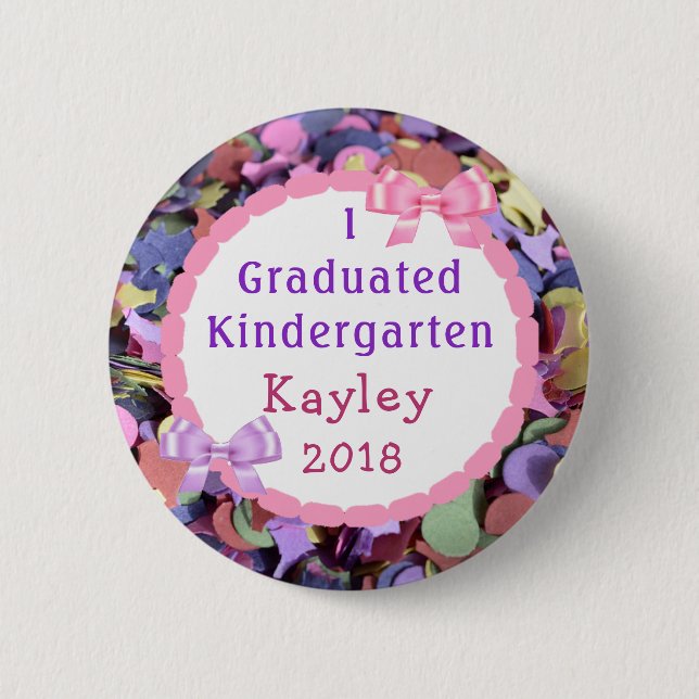 Personalized Kindergarten Graduate Confetti Button (Vorderseite)
