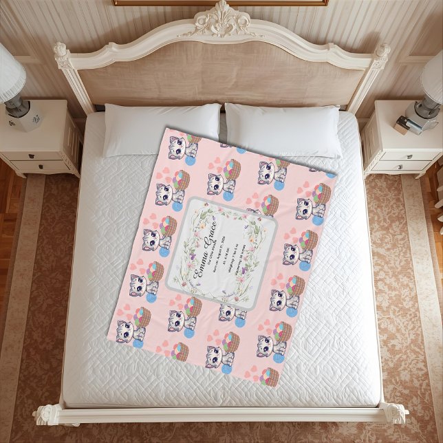 Personalized Kitten Baby Blanket | Custom Birth  Fleecedecke (Von Creator hochgeladen)